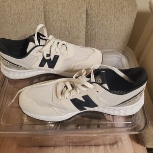 New Balance Cream and Black Athletic Shoes
